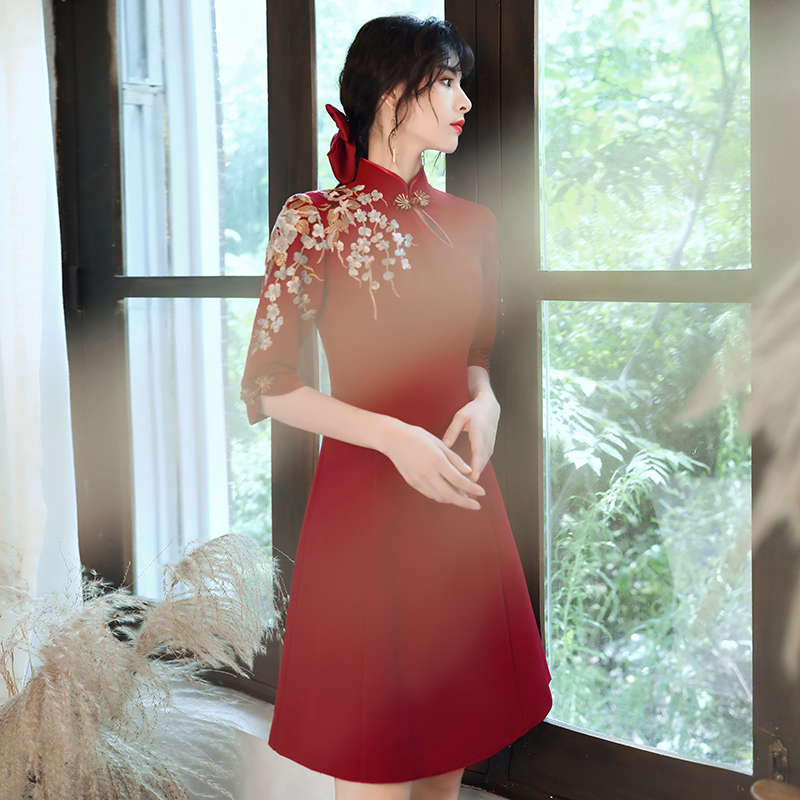 敬酒服新娘旗袍女新款红色答谢宴结婚衣服订婚回门礼服连衣裙