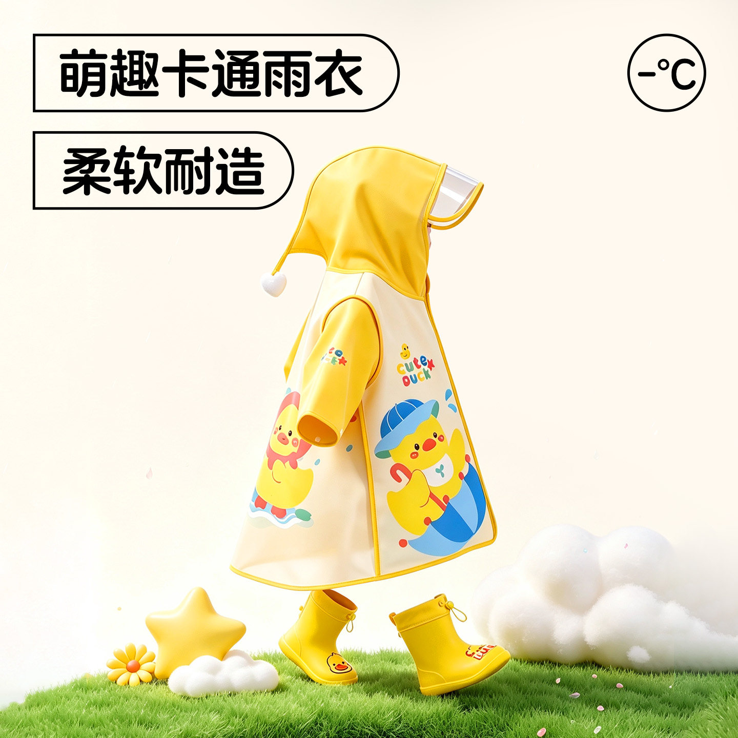 儿童雨衣雨靴套装防滑全身防水图片