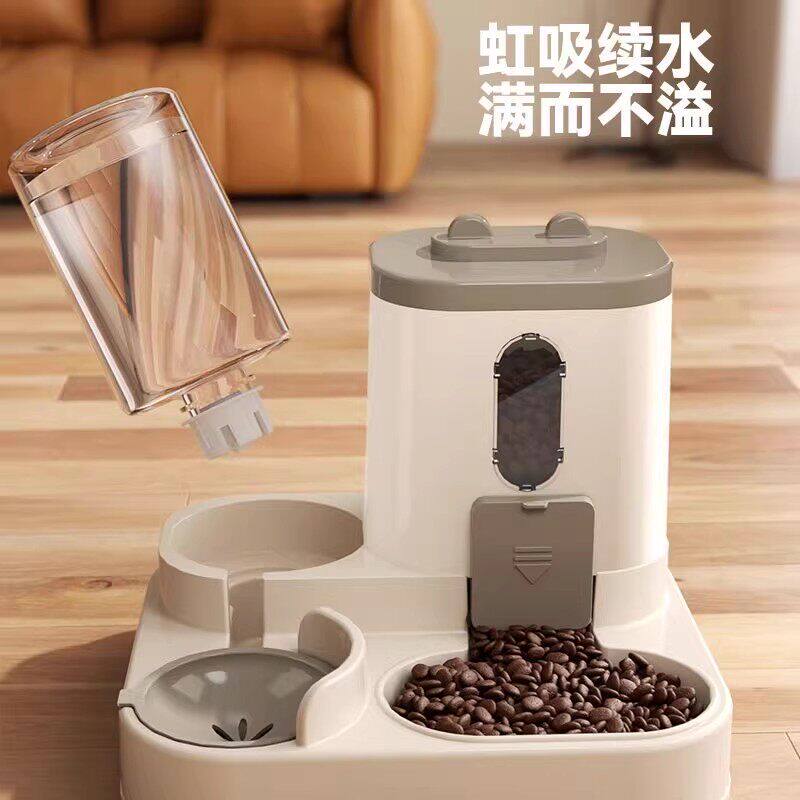 猫碗狗碗猫食盆猫咪猫粮自动喂食器饮水一体猫盆不锈钢宠物喝水碗