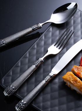 德国银色304不锈钢牛排刀叉勺套装网红家用西餐刀欧式高档餐餐