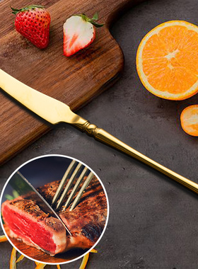 金色牛排刀叉套装全套欧式家用不锈钢西餐餐具两件套刀叉勺三件套