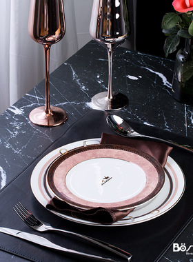 皮带御马样板房厨房餐桌餐具摆件现代西餐具套装餐具碗碟盘刀叉勺