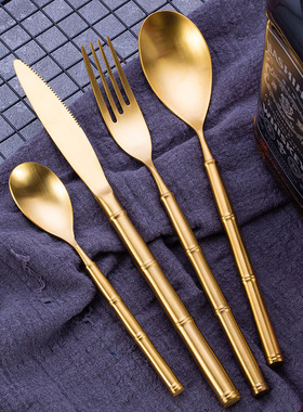 刀叉套装 家用不锈钢牛排刀叉勺 三件套送礼 高档西餐餐具