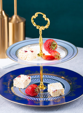 欧式奢华下午茶双层甜品盘三层点心架婚礼生日蛋糕架水果盘串盘