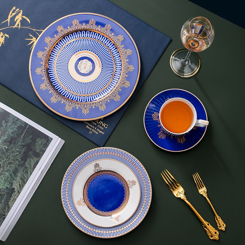 高档新古典金边陶瓷家用碟西餐盘
