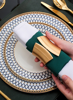 欧式轻奢西餐牛排盘样板房间餐具套装骨瓷餐盘装饰摆件样品房摆台