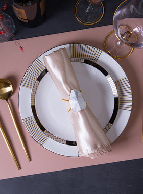 银简约现代样板间餐具整套西式美式西餐餐具白银相间套装欧式餐垫