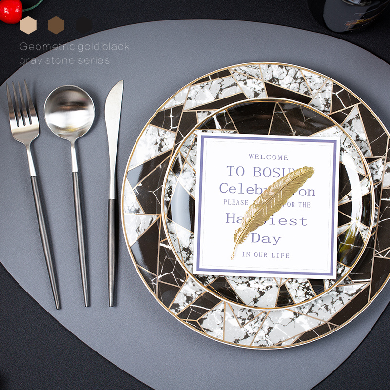 大理石现代轻奢几何搭配餐具套装