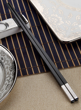 防霉防滑耐高温油炸金银回纹水立方酒店餐厅合金筷子礼盒套装热销