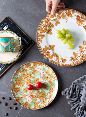 欧式陶瓷西餐盘创意样板间餐具家用牛排盘子点心盘碟秋实葡萄系列