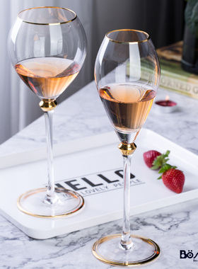 伯爵描金红酒杯香槟杯金边高脚酒杯样板房间轻奢餐桌酒杯葡萄酒杯