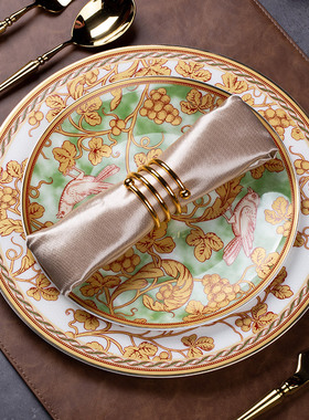 北欧轻奢西餐餐具套装家用欧式样板间牛排盘子西餐盘刀叉秋实葡萄