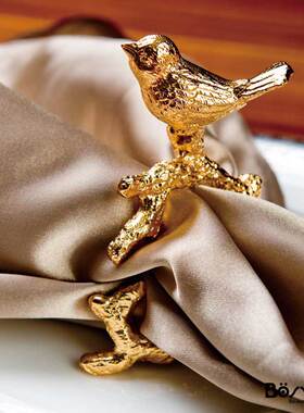 会所酒店口布餐垫餐巾扣样板房摆台装饰金扣欧式金银小鸟简约热销