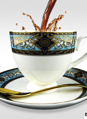 骨瓷赛欧咖啡杯欧式手工宫廷描金边下午茶杯具套装陶瓷花杯碟热销