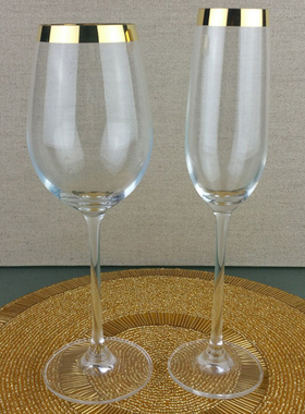 样板房会所金边红酒香槟杯现代简约欧式摆饰家居别墅软装配饰酒杯