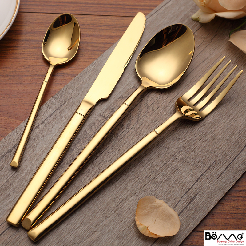 汤勺304不锈钢金色镜面牛排刀