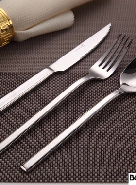 不锈钢西餐餐具骑士刀叉子碟套装 西餐刀叉两件套 牛排刀叉勺套装