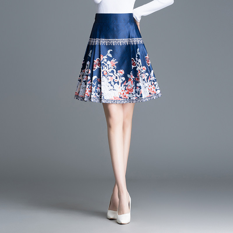 印花半身裙A字短裙春夏2025新款小个子中国风高腰短款汉服马面裙