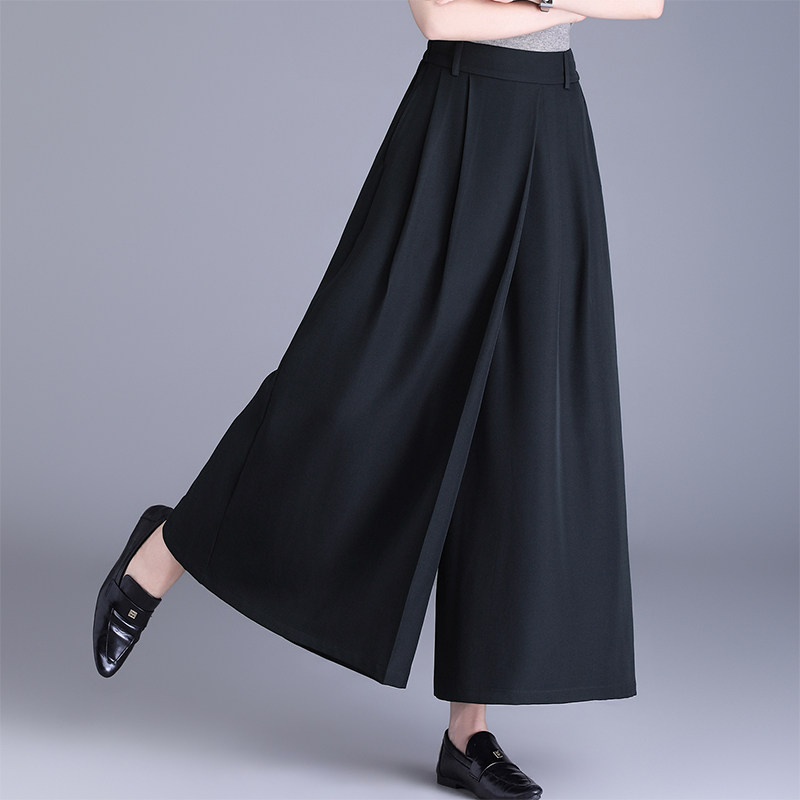 藏蓝色裙裤休闲九分裤女2026春季新款显瘦垂感宽松直筒阔腿西装裤