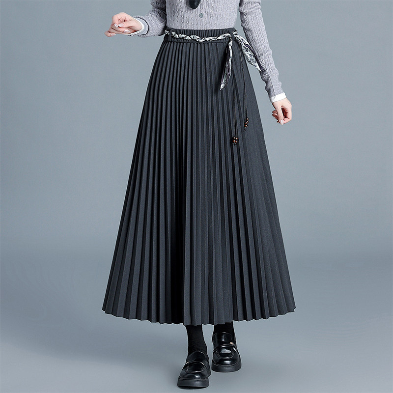 超好看松紧腰流行爆款百褶裙女秋冬季新款显瘦高级感大摆半身长裙