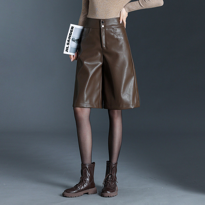 2025新款短裤高腰六分裤皮裤女秋冬外穿显瘦阔腿裤宽松五分裤中裤,女装/女士精品,休闲裤,淘宝优惠券,粉丝福利购,淘宝优惠卷