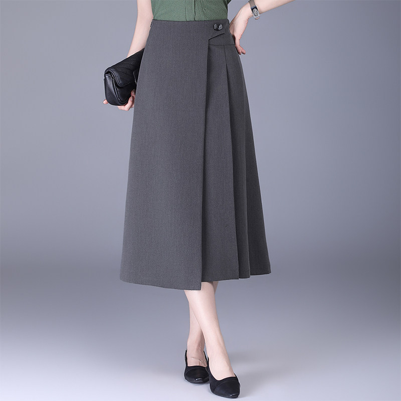 灰色半身裙女春秋2026新款不规则中长款百褶裙子超好看a字西装裙