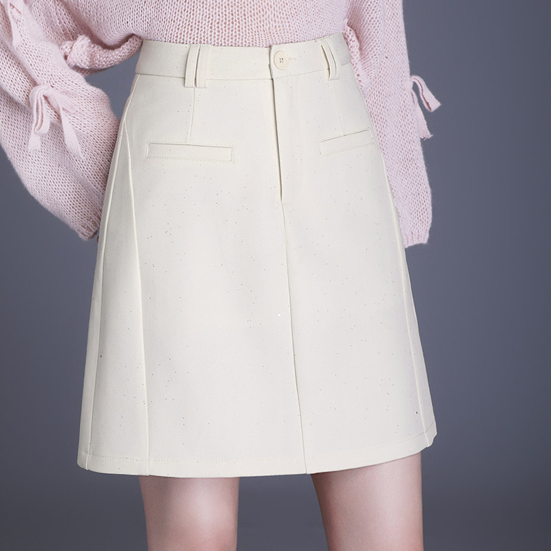 白色西装a字短裙半身裙女2025春季新款高腰显瘦遮胯时尚亮片裙子