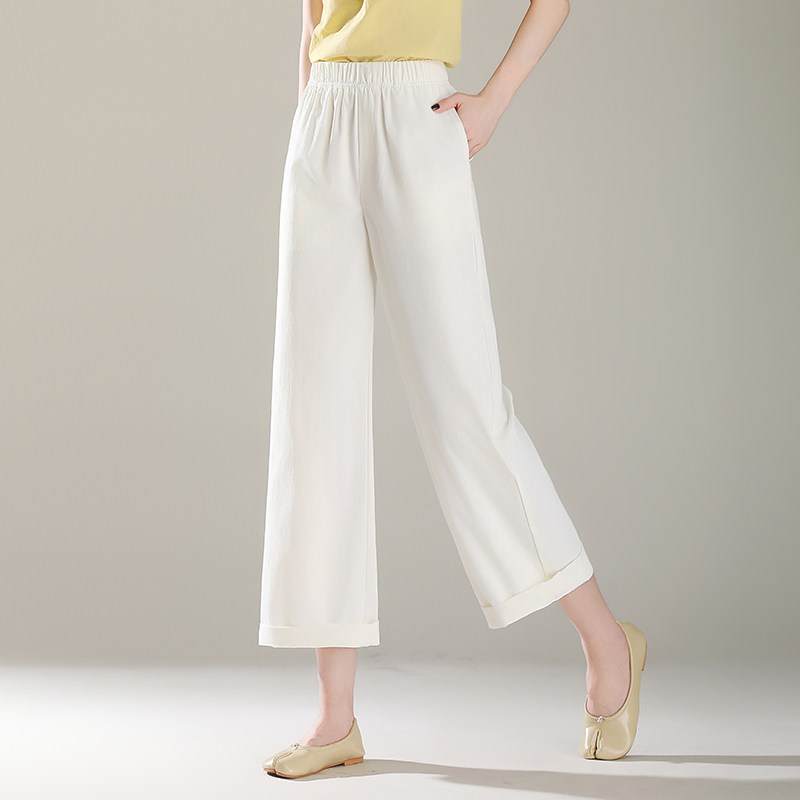 休闲裤女白色夏季薄款小个阔腿裤百搭黑色垂感显瘦直筒裤子九分裤