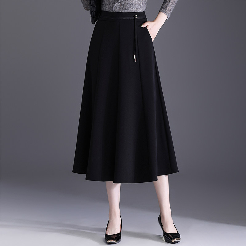 秋款半身裙女高端中老年中长款高腰显瘦洋气休闲大摆遮肚子a字裙