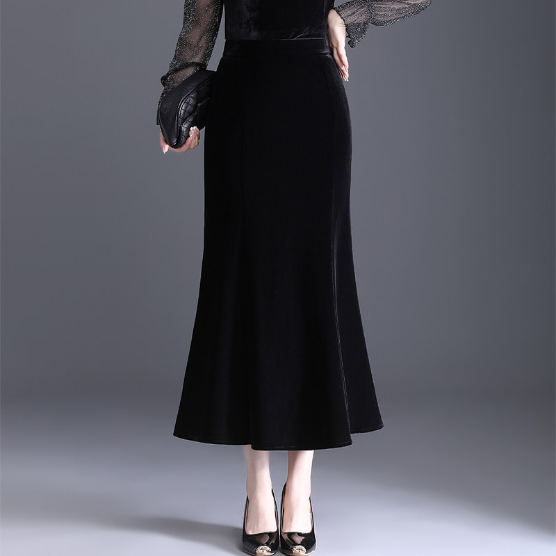金丝绒高腰鱼尾半身裙女秋冬装新款高级感弹力显瘦气质长裙包臀裙,女装/女士精品,半身裙,淘宝优惠券,粉丝福利购,淘宝优惠卷