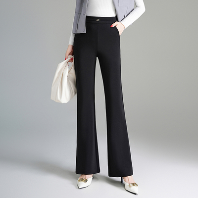 喇叭裤女春秋2025新款高腰黑色显瘦垂感西装裤直筒微喇裤休闲裤子