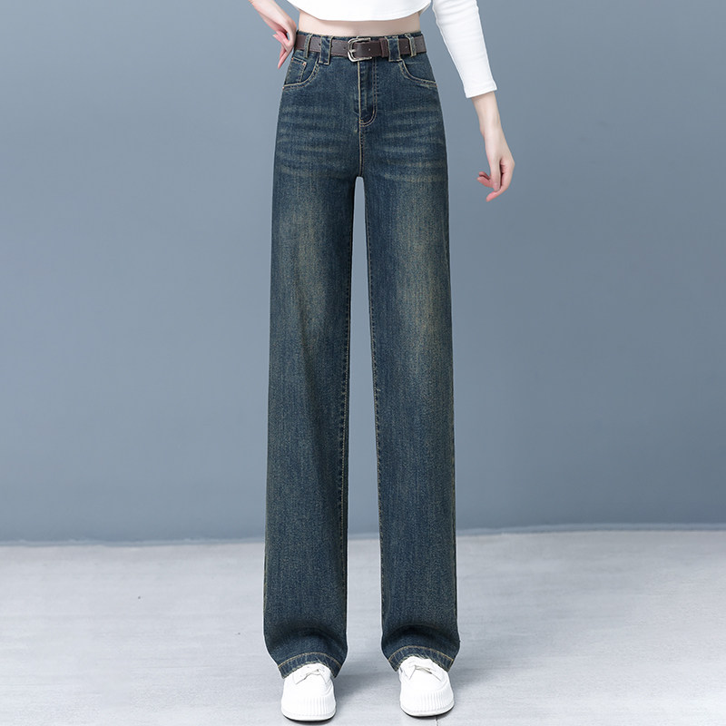 窄版直筒牛仔裤女春秋季2025年新款爆款高腰显瘦小个子早春阔腿裤