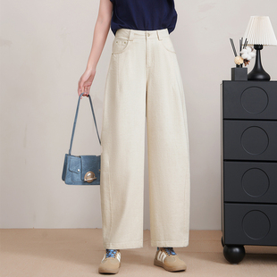 小个子冰丝棉麻弯刀裤女2026春夏季显瘦高腰宽松亚麻直筒休闲裤子