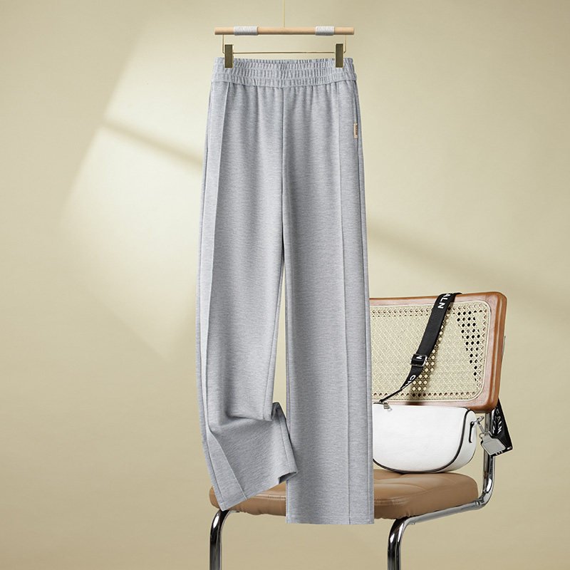 窄版休闲阔腿裤女2026春夏季薄款百搭垂感宽松纯色卫裤灰色直筒裤