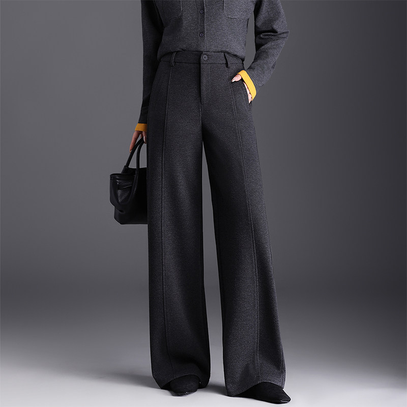 高腰遮胯加厚毛呢西装裤长裤女秋冬2025年新款垂感直筒显瘦阔腿裤