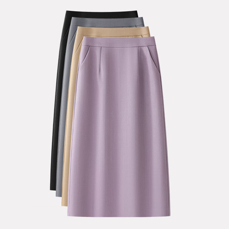 西装裙女秋半身裙2025新款高腰职业垂感百搭一步中长款包臀直筒裙