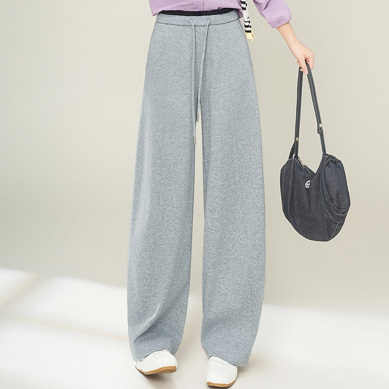 灰色休闲香蕉裤女2026春季新款百搭藏青色直筒阔腿弯刀裤显瘦长裤