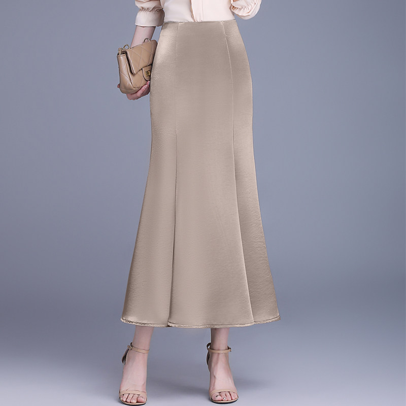 包臀鱼尾裙女2025年春夏季新款丝滑醋酸缎面垂坠感修身长裙半身裙