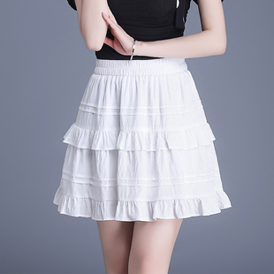 白色短裙a字蛋糕裙女2025新款夏天裙子夏季甜美百搭小个子半身裙