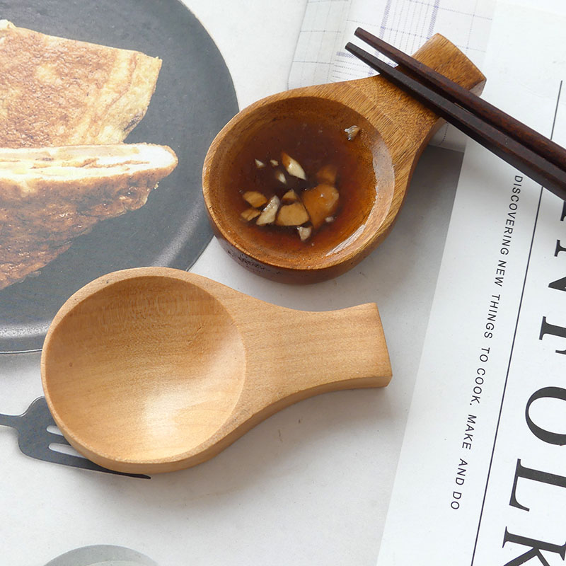 实木复古迷你酱料碟调料碟勺筷托
