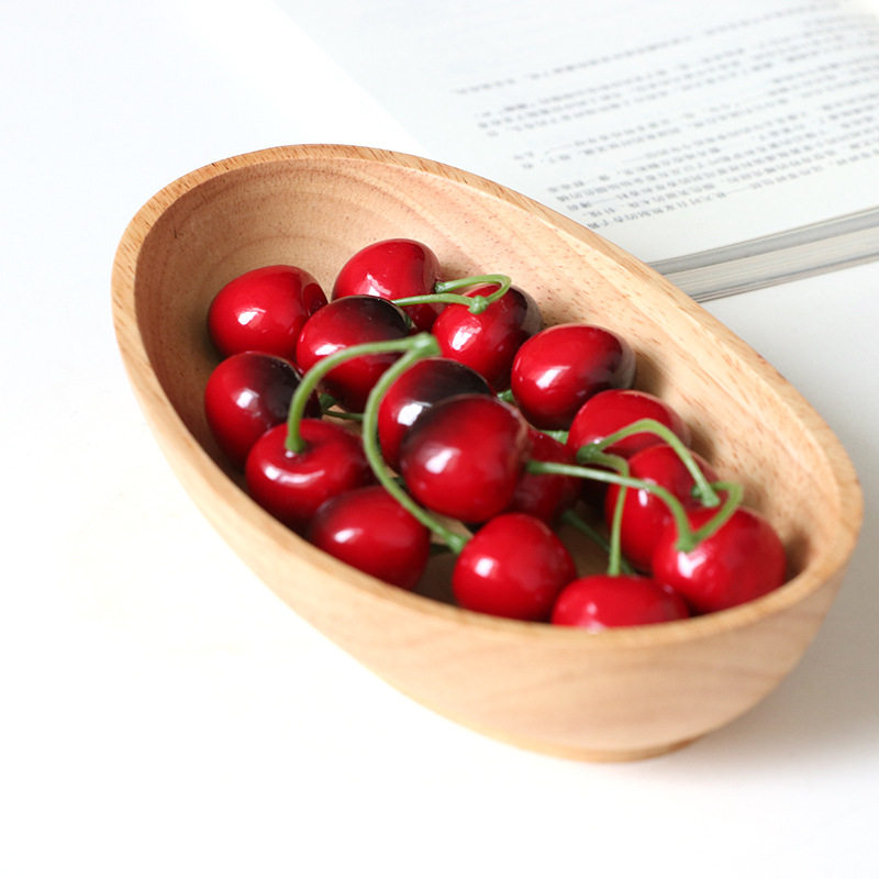 日式糖果碟带底船型大容量橡胶木点心水果木碟干果零食盘家用餐具