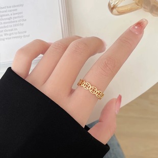 钛钢招财铜币钱多多戒指女男士情侣对戒轻奢高级感食指环款不掉色