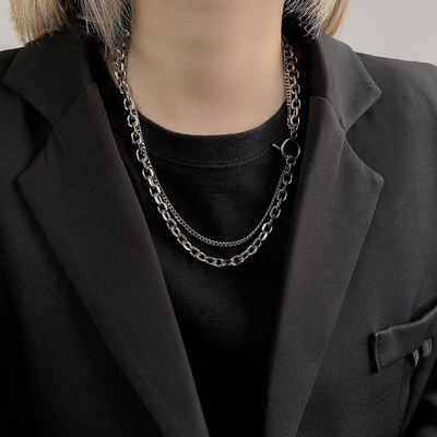 蜜恋蒂钛钢男女欧美个性OT扣项链