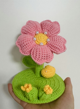 DIY毛线钩针有钱花手机支架包