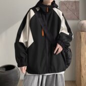 夹克潮 潮流拼接连帽复古宽松休闲工装 美式 潮牌冲锋衣外套男春秋季