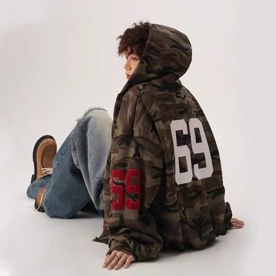 美式潮牌高街迷彩开衫卫衣男女