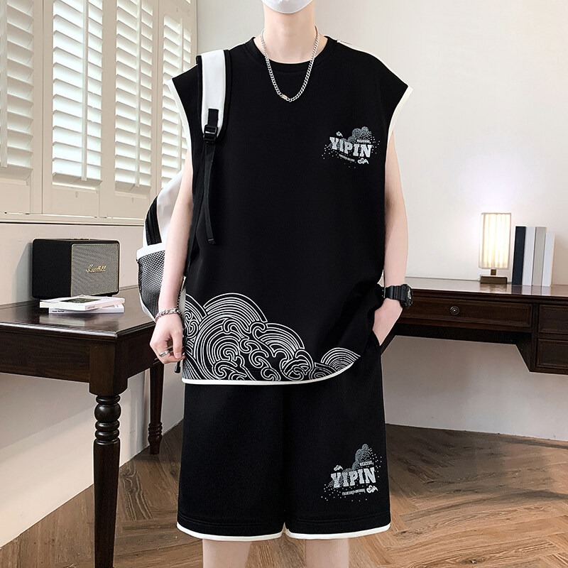 夏季潮牌cleanfit运动套装男