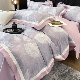 轻奢风长绒棉四件套美式印花被套纯棉床单新款床笠高级感床上用品