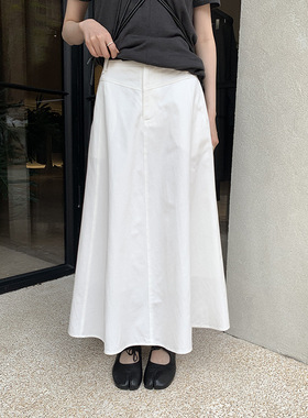 MMC 韩版天丝棉极简风白色半身裙2026夏新高腰显瘦中长款A字裙