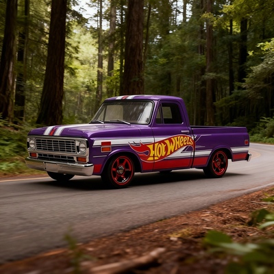 风火轮2025收藏家系列红线福特皮卡铁底胶胎 合金玩具1/64